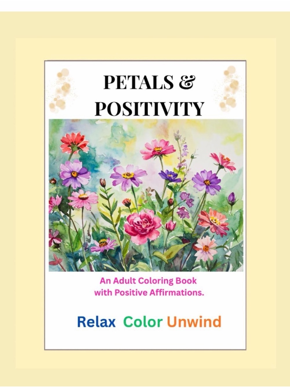 Petals & Positivity Adult Coloring Book — Floral Watercolor Cover